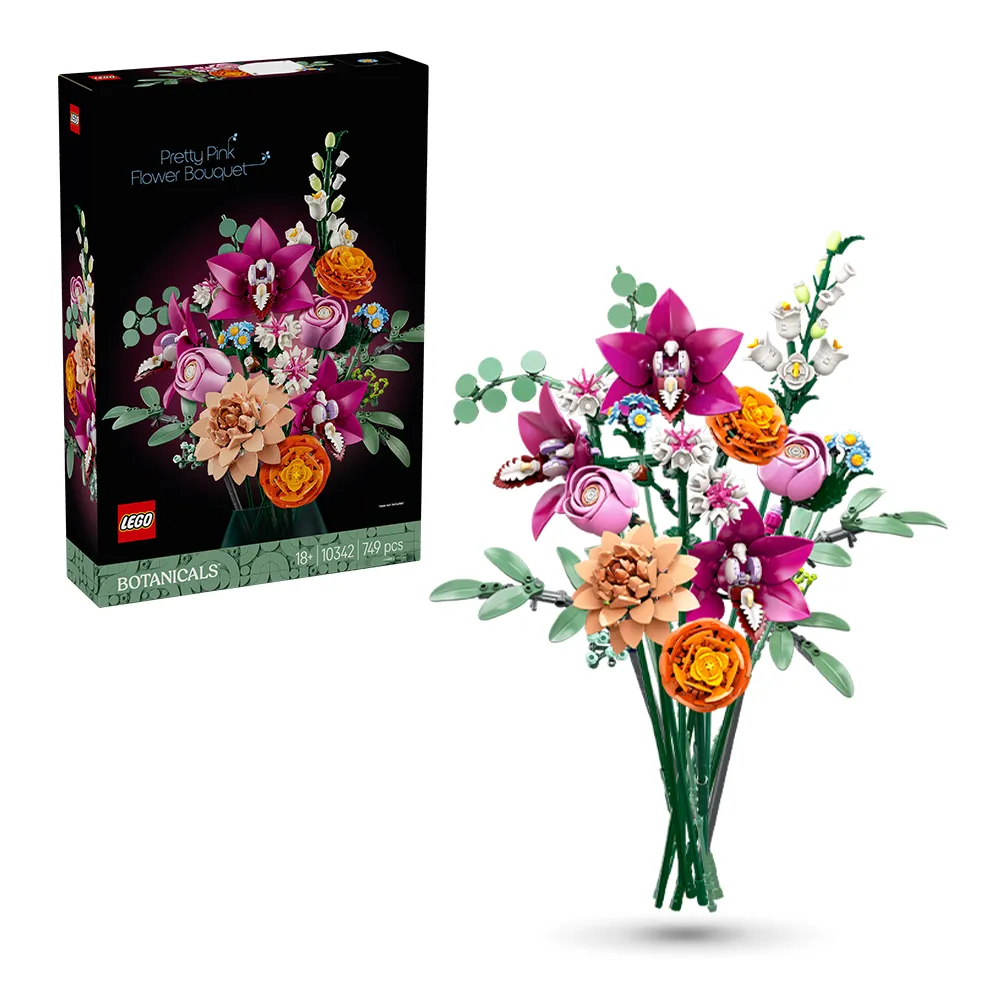 【LEGO 樂高】Botanicals 10342 優雅粉紅花束(花藝 居家擺設 積木 玩具模型 禮物)