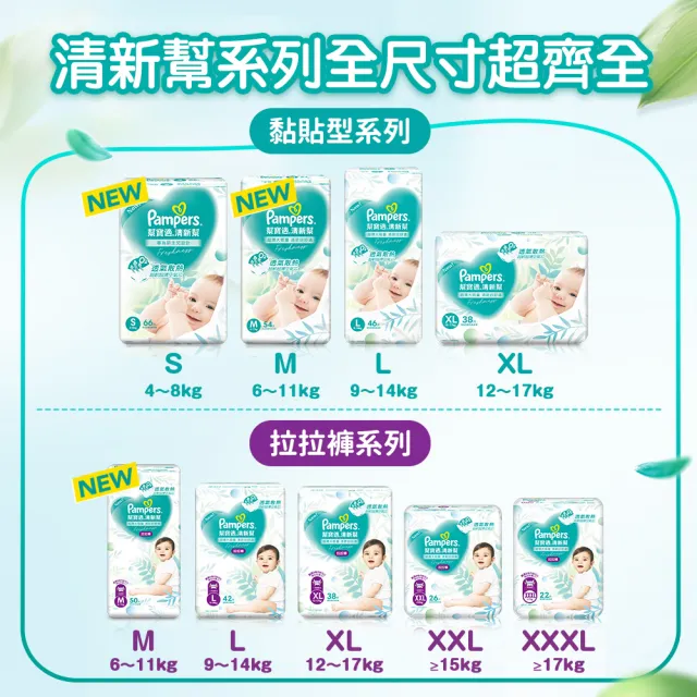 【幫寶適】清新幫 黏貼型 S-XL 嬰兒紙尿褲/尿布 1箱(超吸超軟超薄)