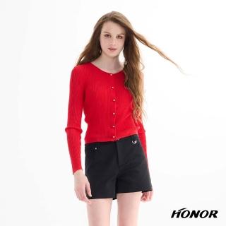 【HONOR 山形屋】金釦羅紋修身針織外套-紅/藍