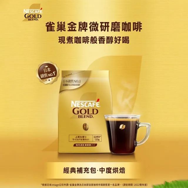 【NESCAFE 雀巢咖啡】金牌微研磨咖啡補充包120g x3包