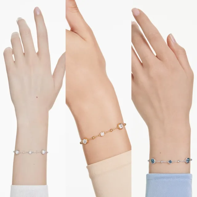 【SWAROVSKI 施華洛世奇】官方直營 Imber 手鏈 圓形切割 白色/藍色/鍍白金色/鍍玫瑰金色