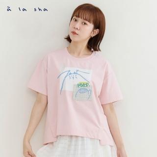 【a la sha】Q咪塗鴉便利貼繡花T