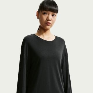 【NIKE 耐吉】長袖上衣 女 AS W NK SHEER SLUB JERSEY LS T 運動 休閒 寬鬆 柔軟 黑 (IV4999010)
