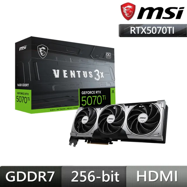 【MSI 微星】RTX 5070 Ti 16G VENTUS 3X OC 顯示卡(組合包C)