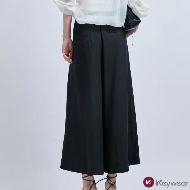 【KeyWear 奇威名品】垂墜打褶九分寬褲