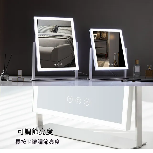 【AnDa 安達】LED鏡子單面化妝鏡子三色照明模式10倍放大鏡智能觸360旋轉 (觸摸開關 3色燈光)