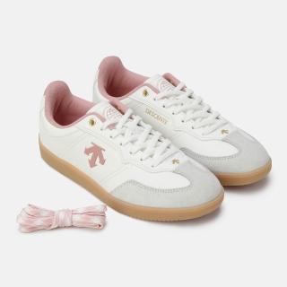 【DESCENTE】休閒鞋 女鞋 運動鞋 EDGE COURT 粉白 SR323LSN72-PCWH