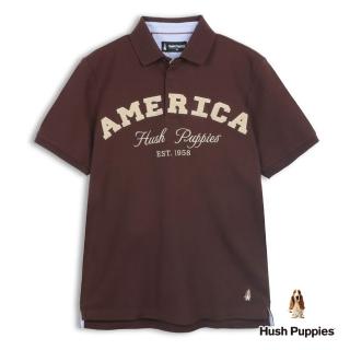 【Hush Puppies】男裝 POLO衫 立體毛巾繡英文POLO衫 (深咖 / 64101102)