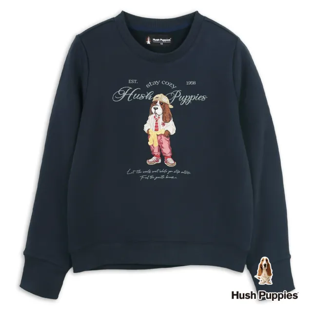 【Hush Puppies】女裝 上衣 美式街頭刺繡泰迪狗上衣 (丈青 / 64210101)