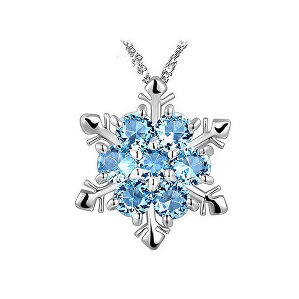 【ENANSHOP 惡南宅急店】雪花水鑽項鍊 韓國氣質 項鍊 鎖骨鍊 水晶項鍊-7351A
