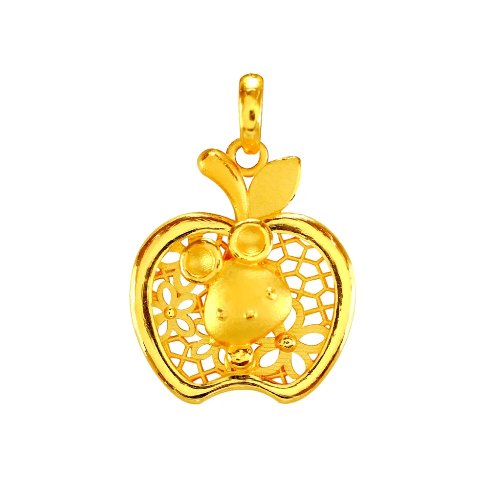 【2sweet 甜蜜約定】純金金飾12生肖金蘋果平安鼠墜飾-約重1.20錢(寶寶彌月禮 金飾 送禮)
