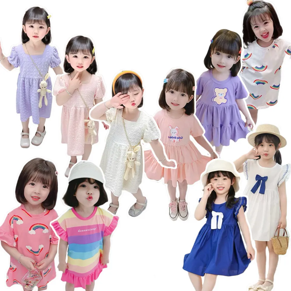 【安朵童舖】現貨韓版夏季兒童可愛連身裙女童短袖公主裙兔子小洋裝寶寶休閒裙子(031/012)