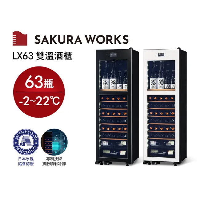 【SAKURA WORKS】LX63 -2℃ 雙溫酒櫃 (日本銷售冠軍 分層分溫 -2度-22度)(清酒櫃/紅酒櫃)