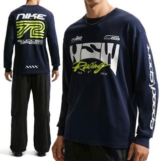 【NIKE 耐吉】As U Nsw Tee Lse Ls Swoosh Spe 男款 深藍色 印花 長袖 IM3782-451