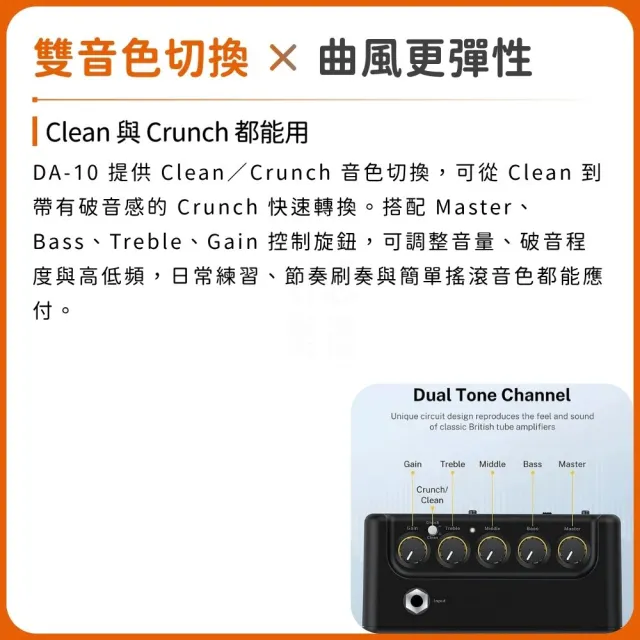 【Donner】DA-10 充電式電吉他迷你音箱/極簡不凡(DA10 樂器音箱 音響 喇叭 桌上型音箱 Amp 攜帶)
