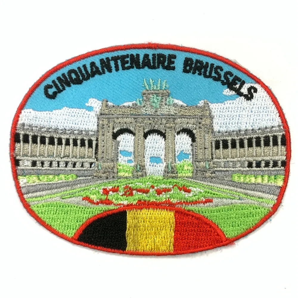 【A-ONE 匯旺】比利時 五十周年紀念公園 皮包 手機 刺繡貼布 電繡貼 背膠補丁 外套刺繡士氣(NO.441)