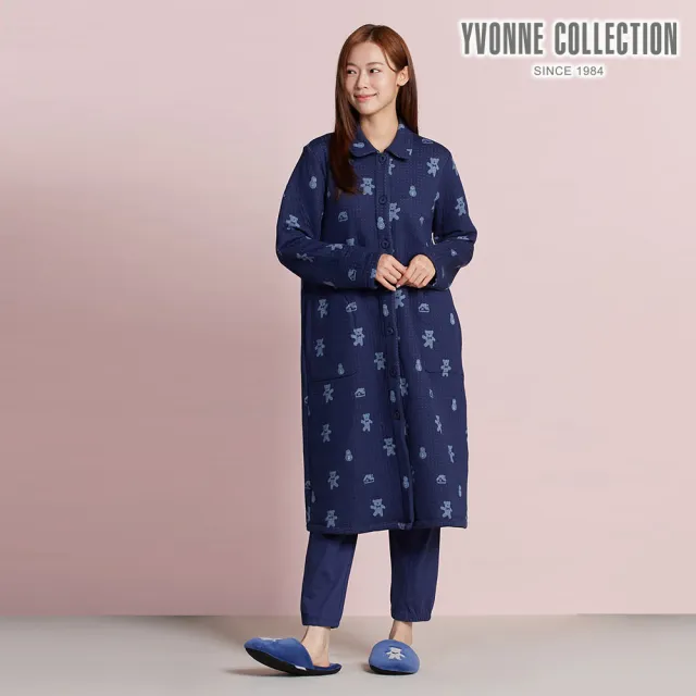【YVONNE 以旺傢飾】伯恩熊包紗長外套-星夜藍