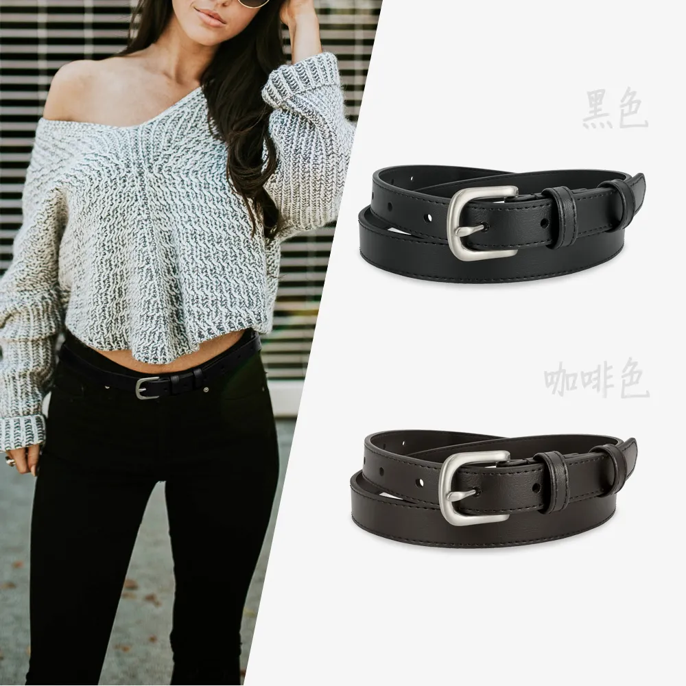 【CH-BELT 銓丞皮帶】細版魅力女帶 流行百搭女生腰帶皮帶(黑/咖)