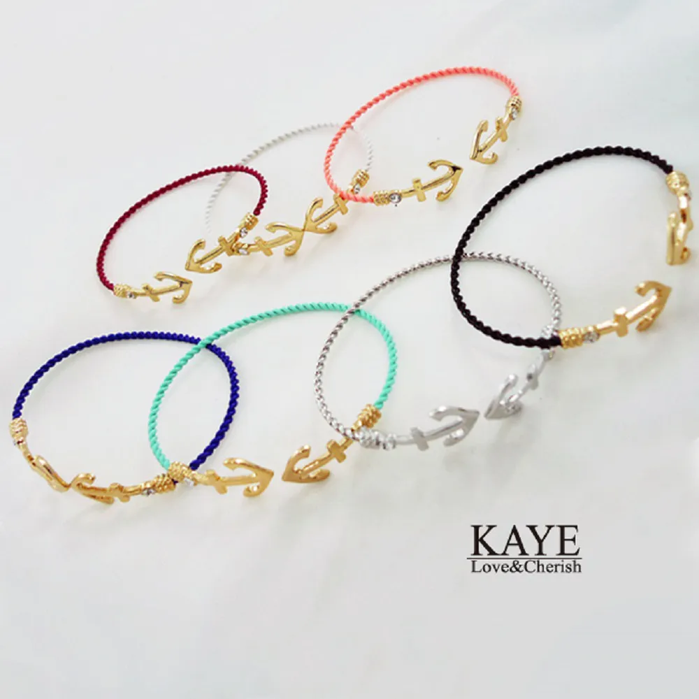 【Kaye歐美流行飾品】海錨水鑽開口編織鍊手環