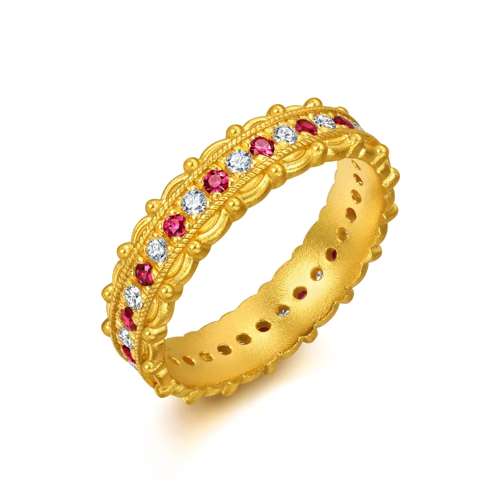 【點睛品】復刻愛戀 紅寶石 鑽石黃金戒指(小)
