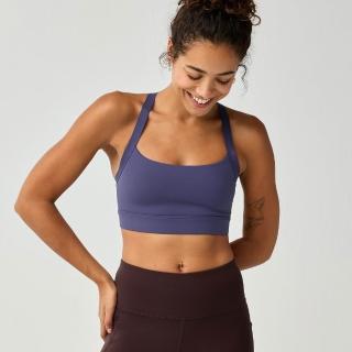 【BROOKS】女運動內衣 Luxe Strappy 線條附罩杯運動內衣 暮夜藍 (300652517)