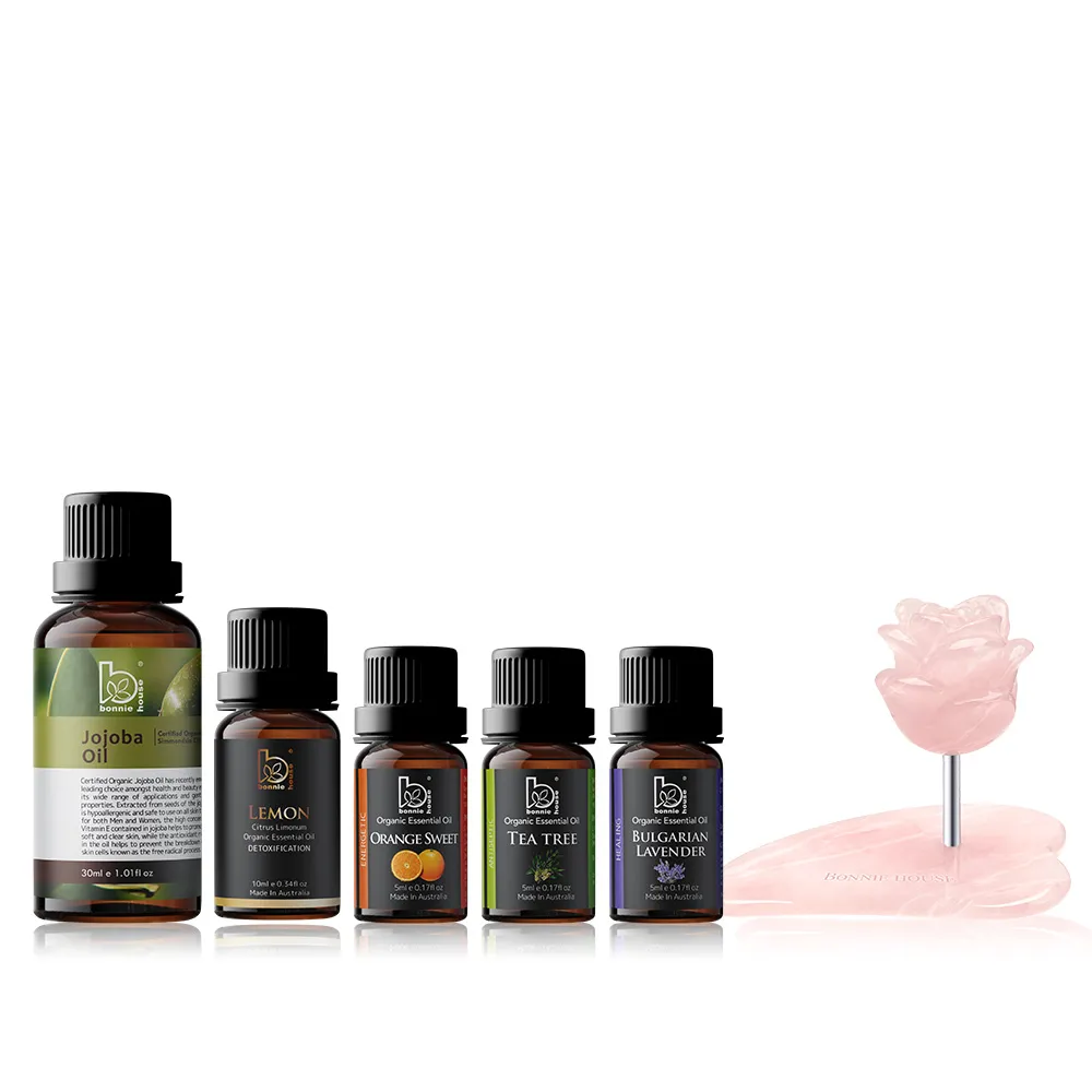 【Bonnie House 植享家】家庭醫師組(玫瑰晶絡舒活按摩板+檸檬10ml+精油5ml任選3+按摩油30ml)