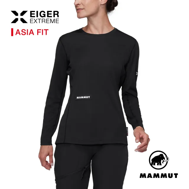 【Mammut 長毛象】Eiger Nordwand FL LS AF W 極限艾格-亞洲版型 長袖排汗衣 黑色 女款 #1016-02340