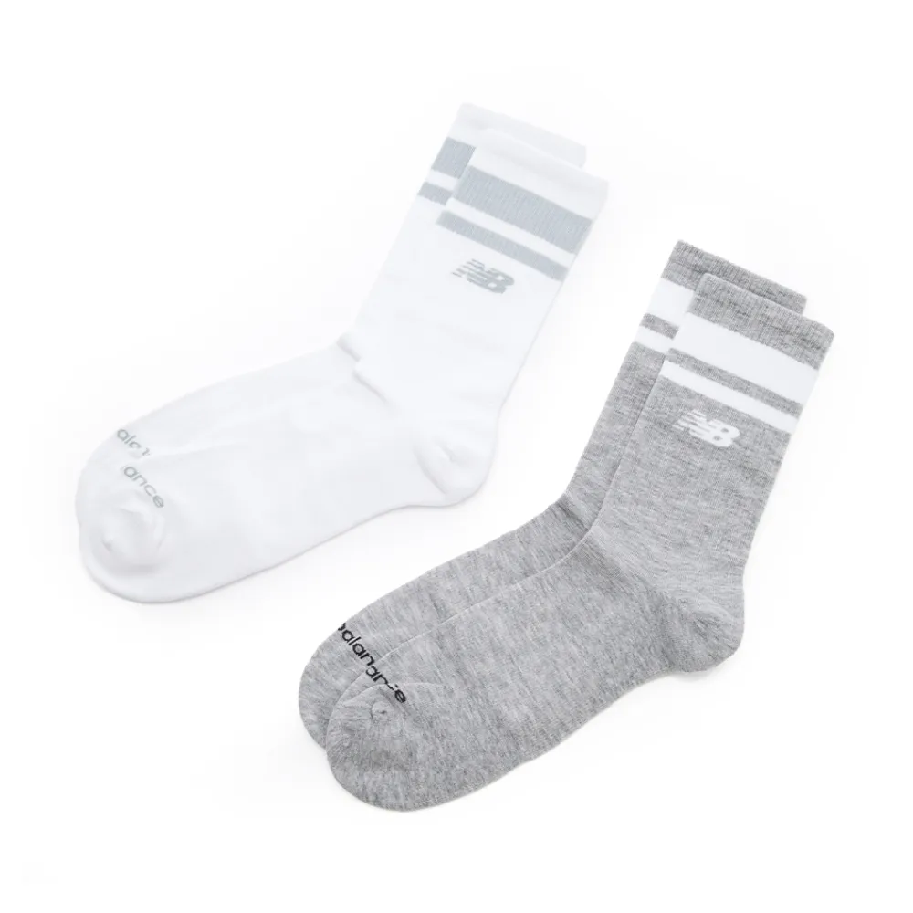 【NEW BALANCE】NB 減壓緩震棉質襪子二入組_LAS61182AS1_中性_白/灰色