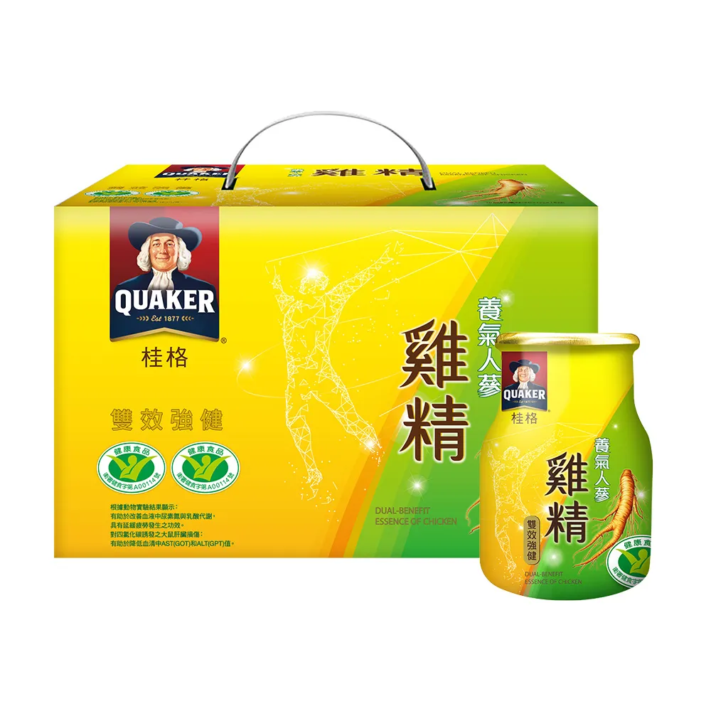 【QUAKER 桂格】(分次配)氣人蔘雞精禮盒68ml×18入×1盒(共18入 送禮推薦)
