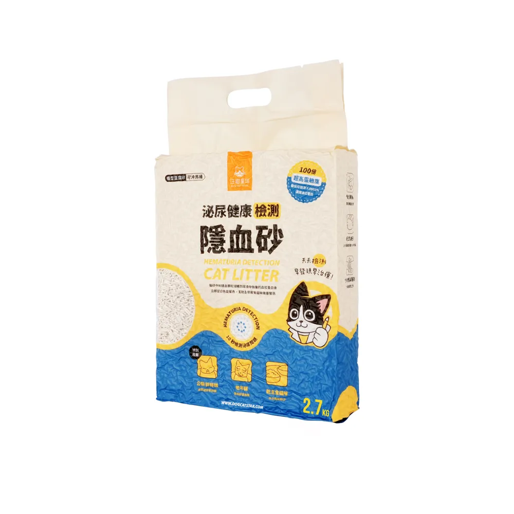 【汪喵星球】泌尿健康檢測隱血砂（條型）2.7kg（7L）-6入組(條型豆腐砂)