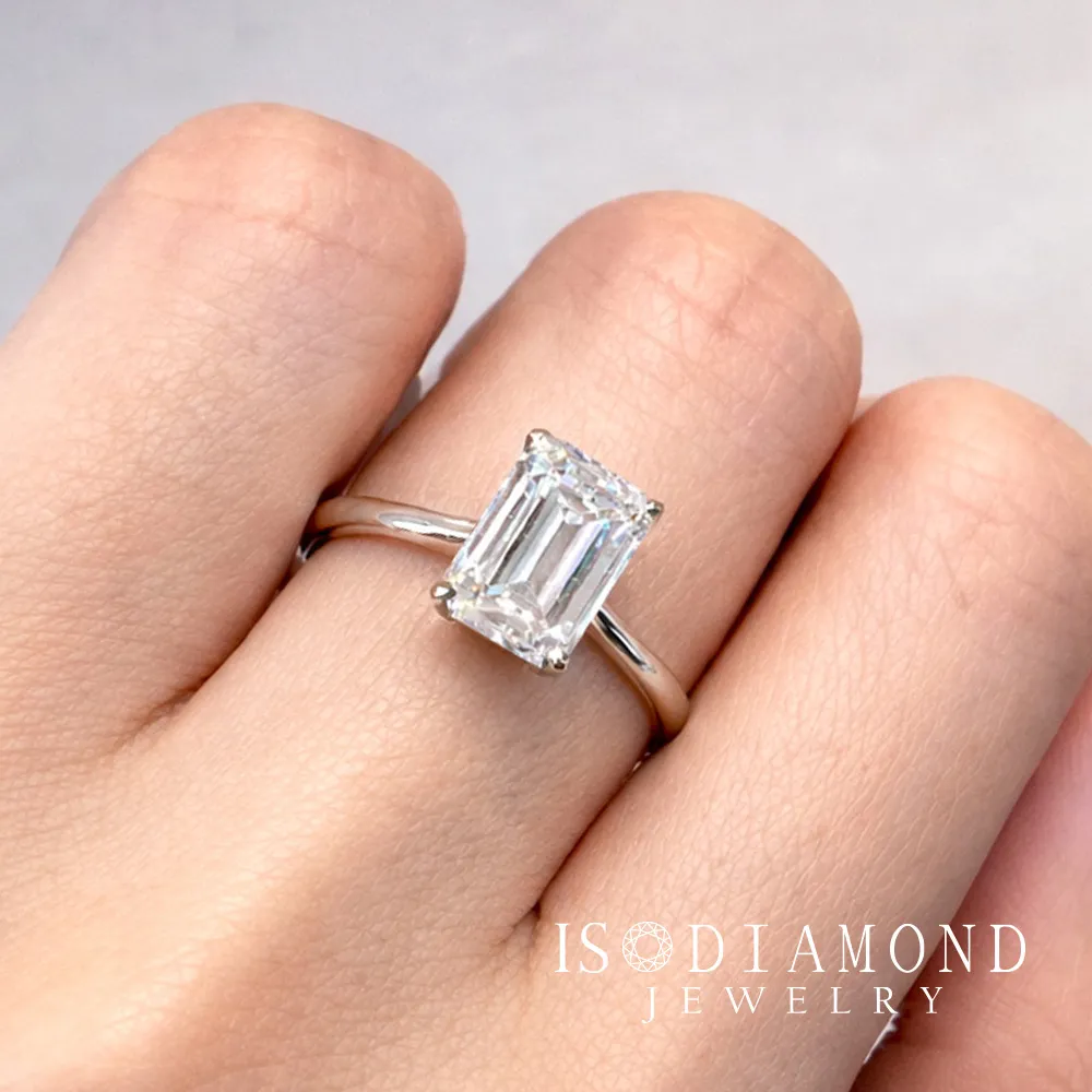 【IS DIAMOND】IGI 3克拉鉑金台鑽石戒指 D/ VS高規格 經典款 祖母綠切割 花式車工(培育鑽石)