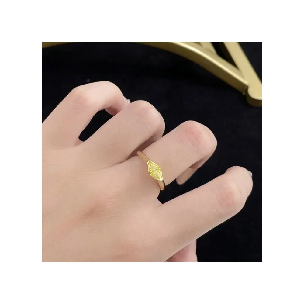 【鉅曜】18K黃金 菱光曳影馬眼黃鑽鑽戒 FVYVS+ (培育鑽石 戒指 彩鑽)