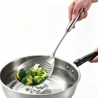【PUSH!】餐廳廚房用品 316L不銹鋼花椒漏勺 加厚漏網勺 撈面餃子油炸撈勺 大號笊籬D410