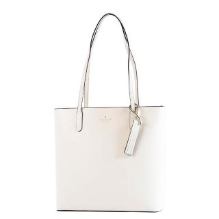 【KATE SPADE】Jana 十字紋防刮拉鍊肩背托特包-奶霜白