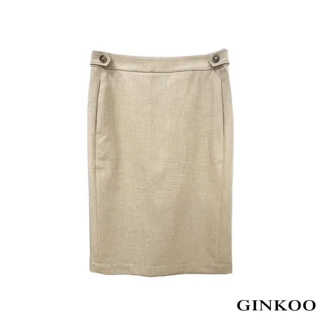 【GINKOO 俊克】腰絆帶後開衩直筒裙