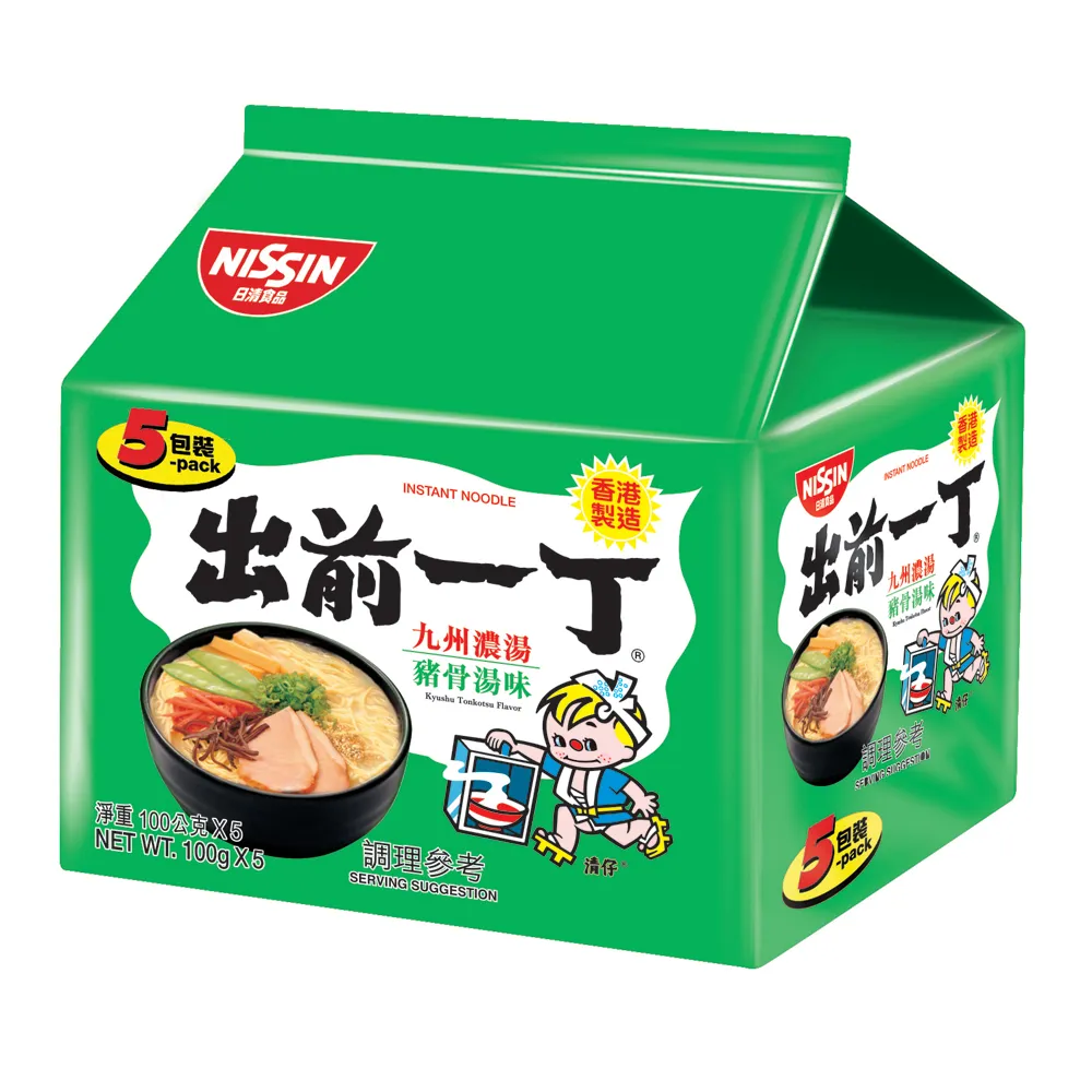 【NISSIN 日清】出前一丁九州濃湯豬骨湯味速食麵100gX5入/袋(泡麵)