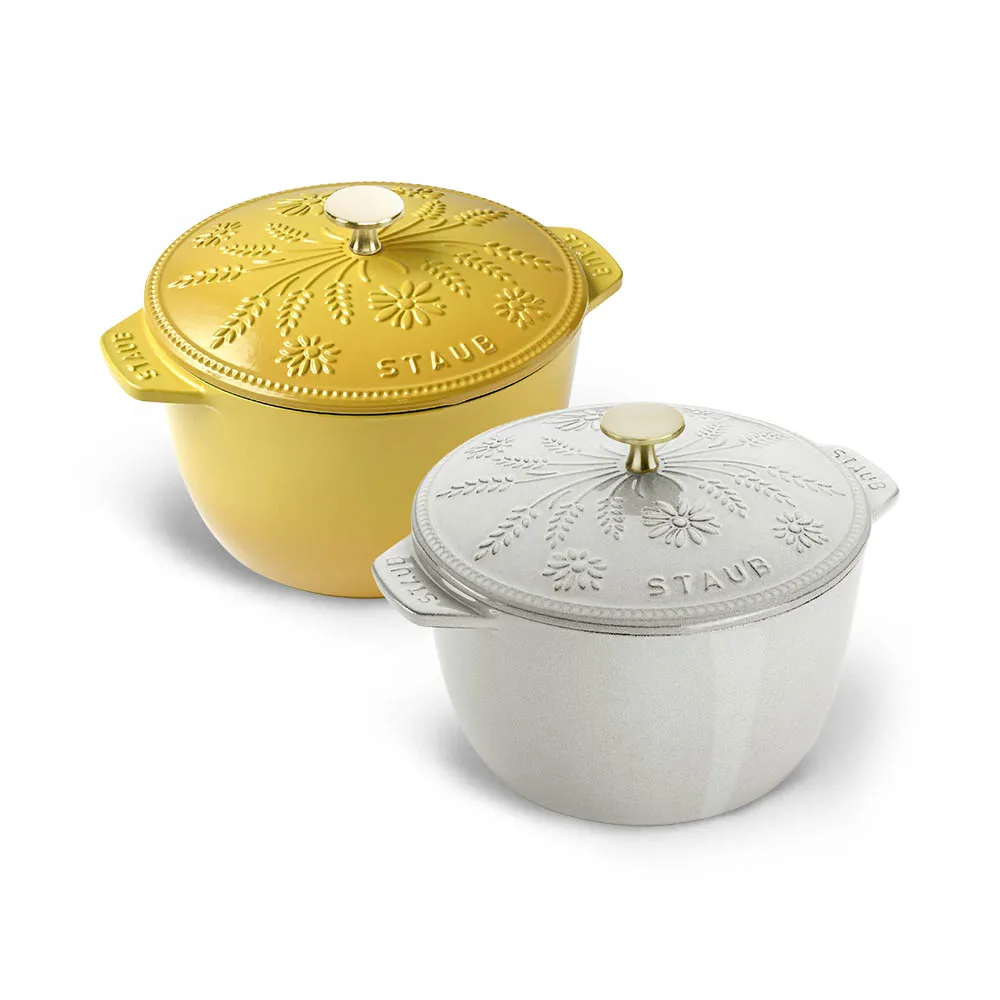 【STAUB】Margaret瑪格麗特圓形琺瑯鑄鐵飯鍋20cm-檸檬黃/松露白2色任選(德國雙人牌集團官方直營)