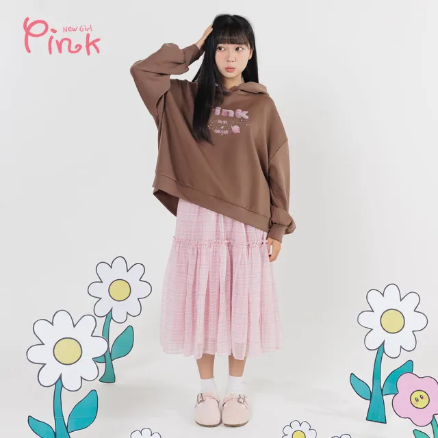 【PINK NEW GIRL】日系甜美格子雪紡蛋糕裙 (2色) B1603AD