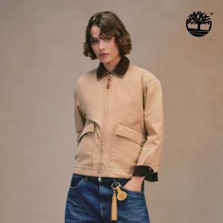 【Timberland】女款淺褐色寬版Strafford帆布外套(0YH4ZDF0)