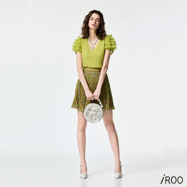 【iROO】青蘋果荷葉袖上衣