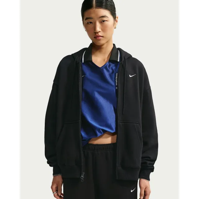 【NIKE 耐吉】連帽外套 女 AS W NK STDO FLC MW OS FZ HDY 運動 休閒 夾克 休閒外套 Fleece 黑 (IM8085001)