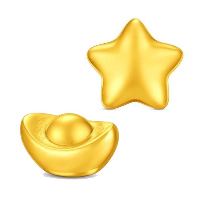 【周大福】小星星/小元寶 1公克黃金金豆_計價黃金(網路限定款/任選/贈小金豆瓶)