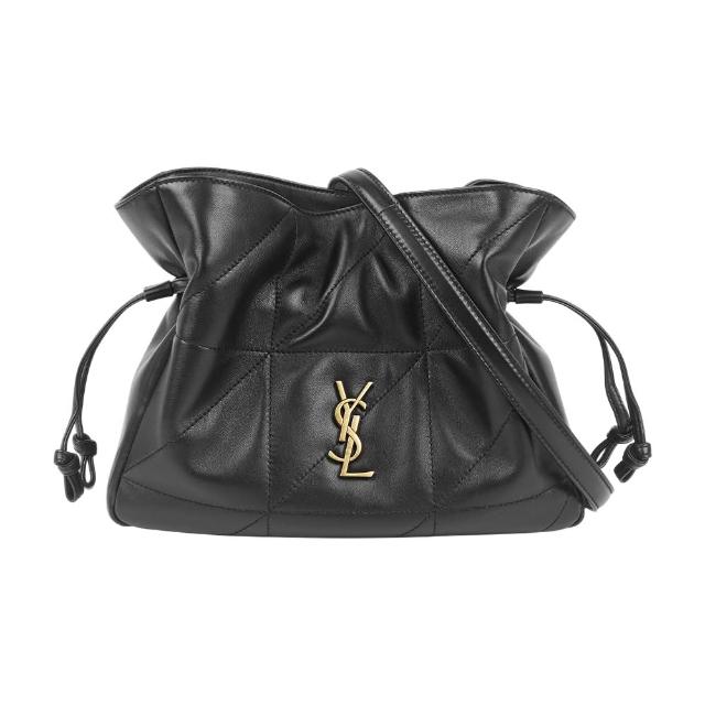 【YSL】Jamie 金字小羊皮抽繩福袋包/斜背包(黑色)
