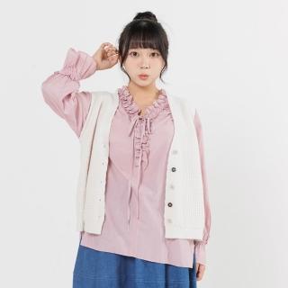 【PINK NEW GIRL】V領華夫格排釦針織背心 B2402BD