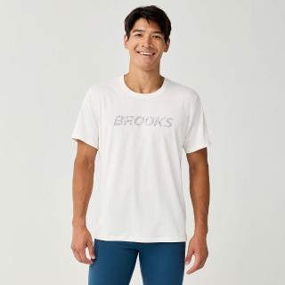 【BROOKS】男短袖上衣 Dash 奔跑反光短袖上衣 骨瓷白/反光色 (211643258)