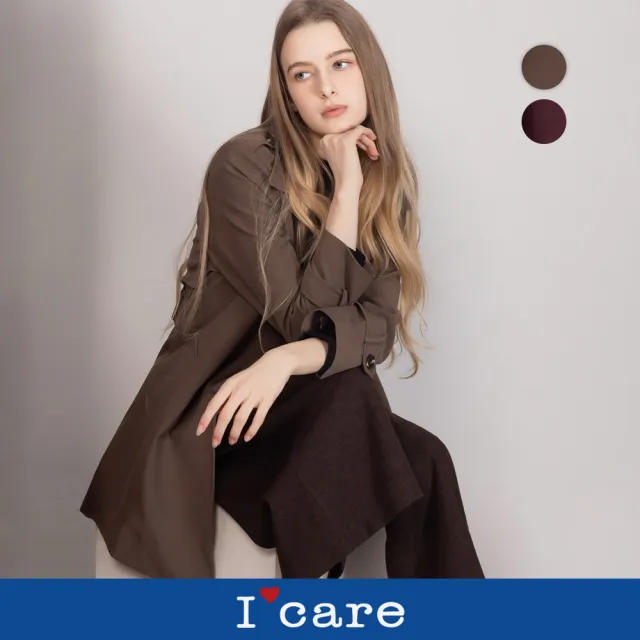 【I’Care 依卡】現貨-經典修身雙排釦風衣外套 - 2色（M-L）｜大衣外套 長大衣 英倫風（710-66307）
