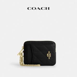 【COACH】蔻馳官方直營 絎縫拉鍊卡夾-IM/黑色(CEC51)