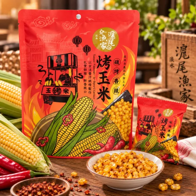 【滬尾漁家】碳烤醬香烤玉米-原味/辣味120g任選6袋(使用非基改玉米!)