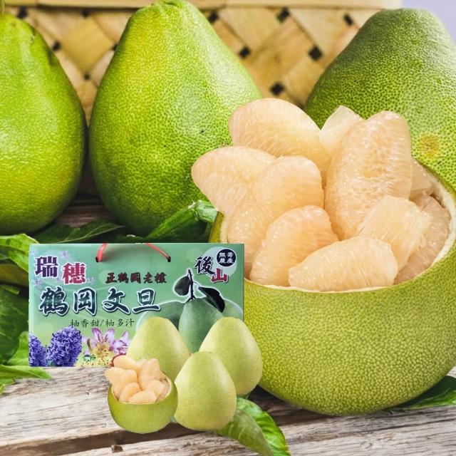 【初品果】海伯花蓮鶴岡老欉文旦禮盒 10斤7-9顆 x2箱( 大果數量不夠自動升級為小果果皮可能不漂亮)