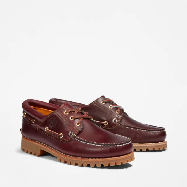 【Timberland】男款酒紅色經典三孔帆船鞋(50009648)
